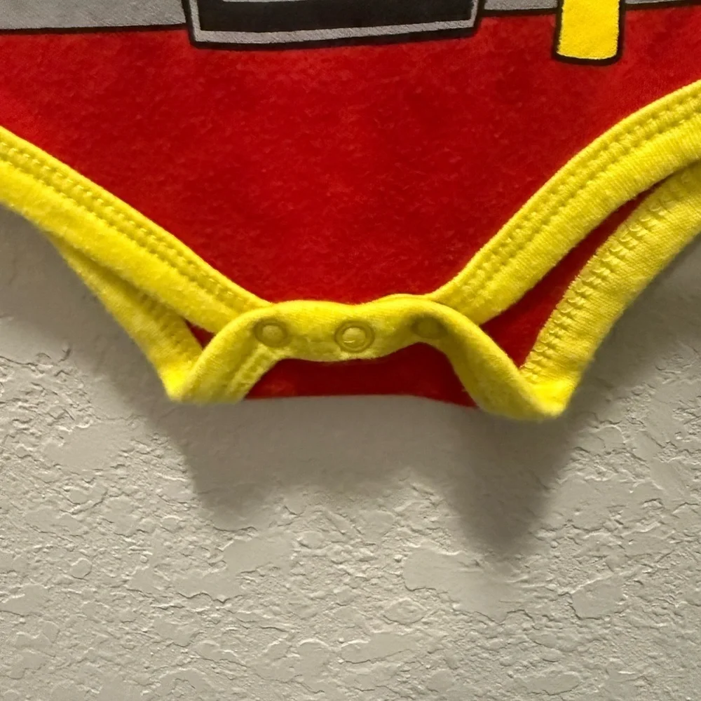 Kidgets Fireman Red and Yellow Baby Onesie Size 0/3 M